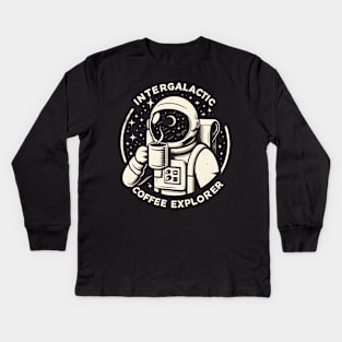 "Intergalactic Coffee Explorer" Space Coffee Kids Long Sleeve T-Shirt